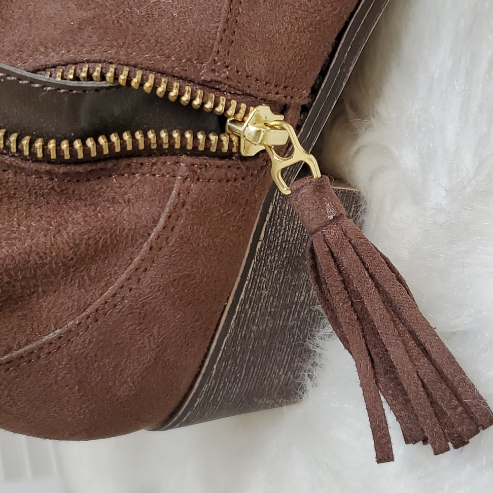 Diba Size Brown Faux Suede Tassel Zipper Western Ankle Boots Size 9. - Picture 6 of 7